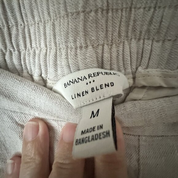 Banana Republic Factory Linen Blend Wide Leg Cropped Pull-On Pants in Flax Sz M - Picture 5 of 7